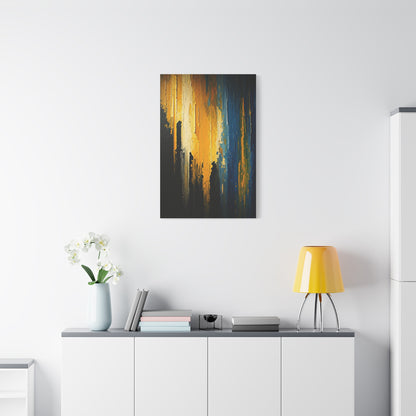 Vertical Gold and Blue Abstract Wall Art & Canvas Prints