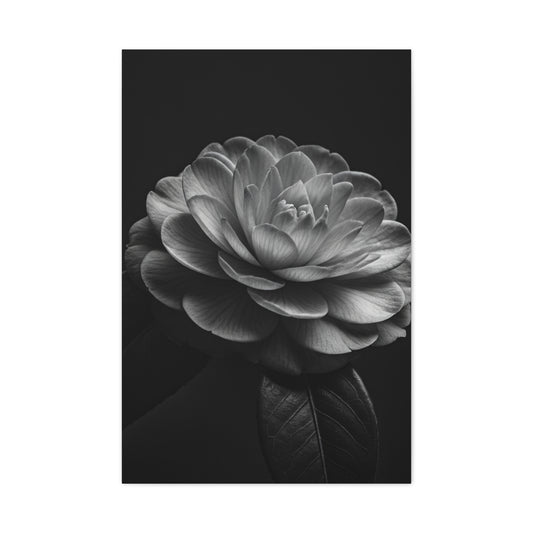 Camellia Bloom in Shadow Monochrome Wall Art & Canvas Prints