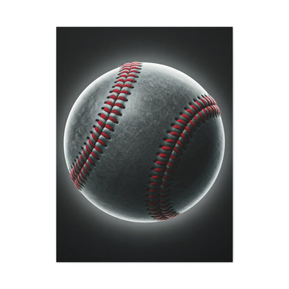 Glowing Baseball Stitch Close-Up Wall Art & Canvas Prints