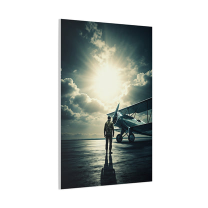 Lone Pilot and Aircraft Reflection Wall Art & Canvas Prints