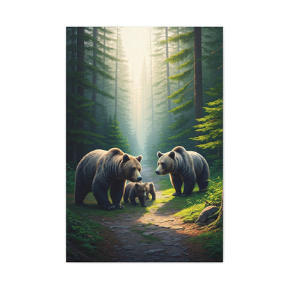 Bear Family Forest Path Scene Wall Art & Canvas Prints