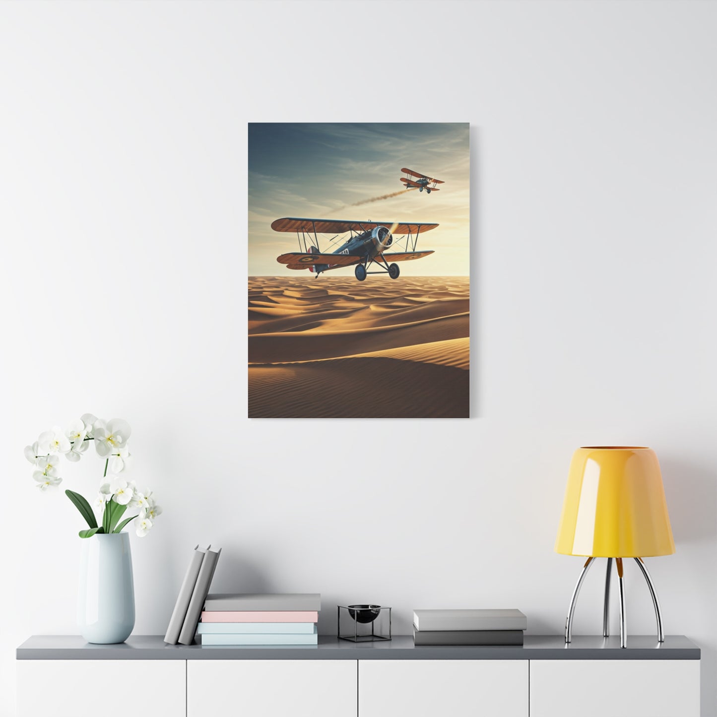 Desert Dawn Biplane Adventure Wall Art & Canvas Prints
