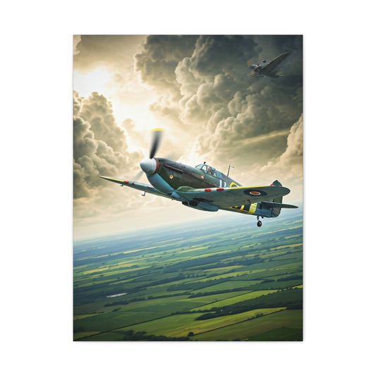 Classic Propeller Plane Over Open Fields Wall Art & Canvas Prints