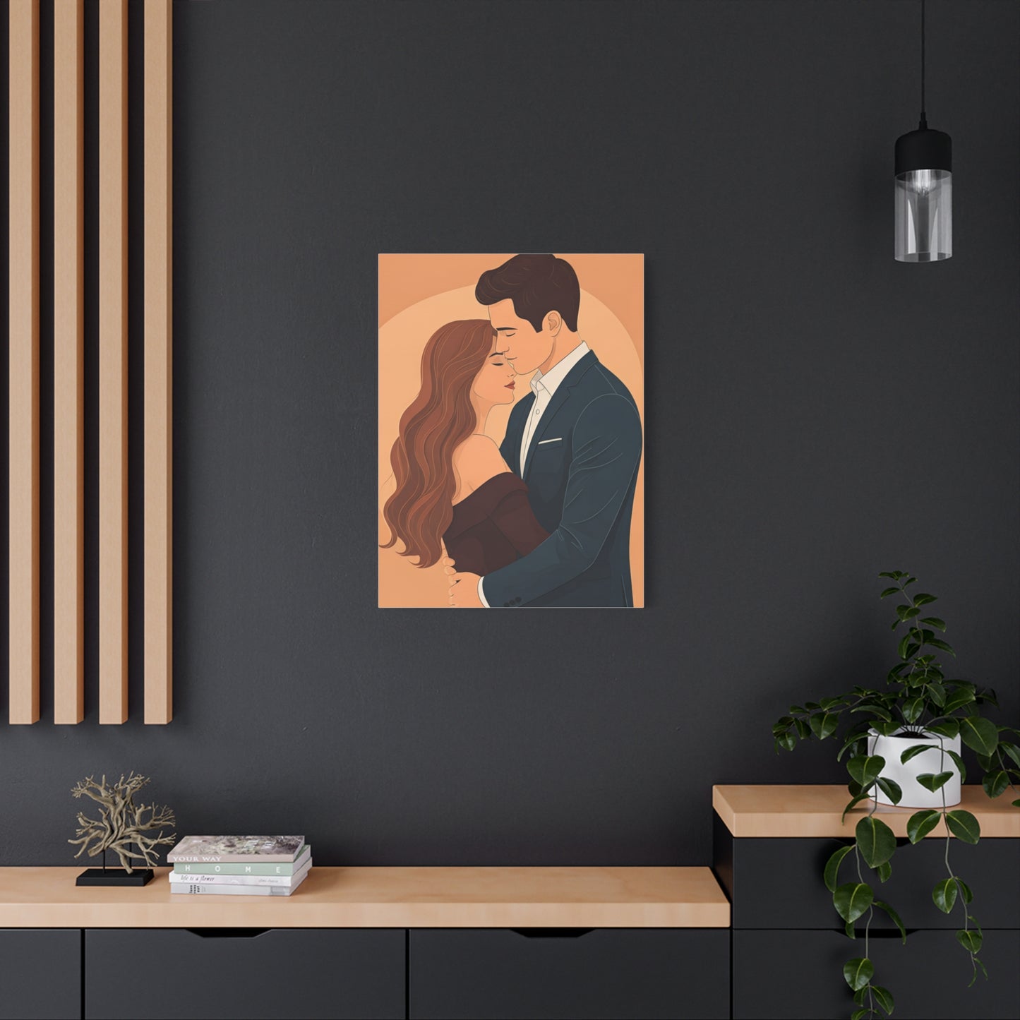 Romantic Embrace Illustration Wall Art & Canvas Prints