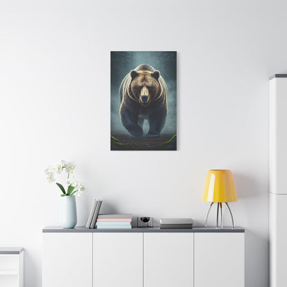 Charging Grizzly Through Mist Wall Art & Canvas Prints