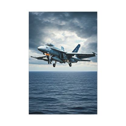 Fighter Jet Above Open Sea Wall Art & Canvas Prints