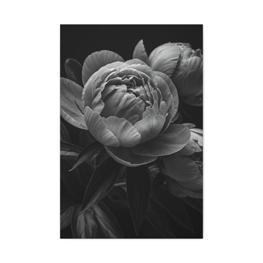 Peony Close-Up in Black and White Wall Art & Canvas Prints