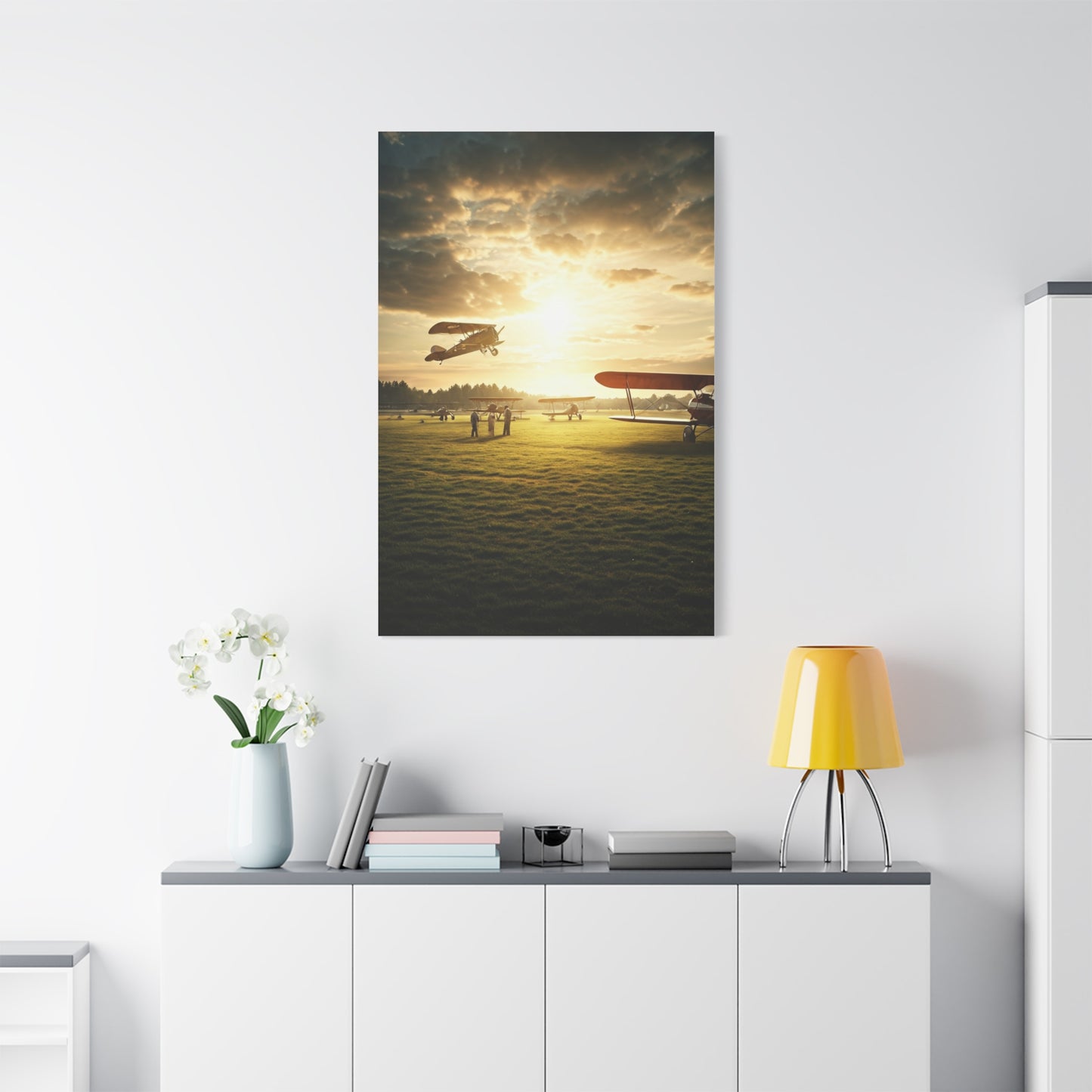 Golden Airfield Takeoff Moment Wall Art & Canvas Prints