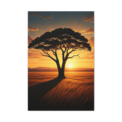 Lone Acacia Tree Sunset Horizon Wall Art & Canvas Prints