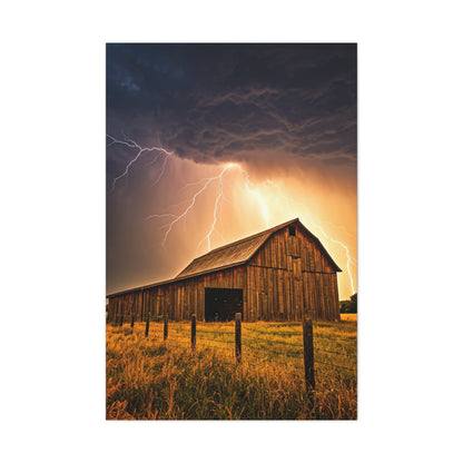 Lightning Over the Old Farm Barn Wall Art & Canvas Prints