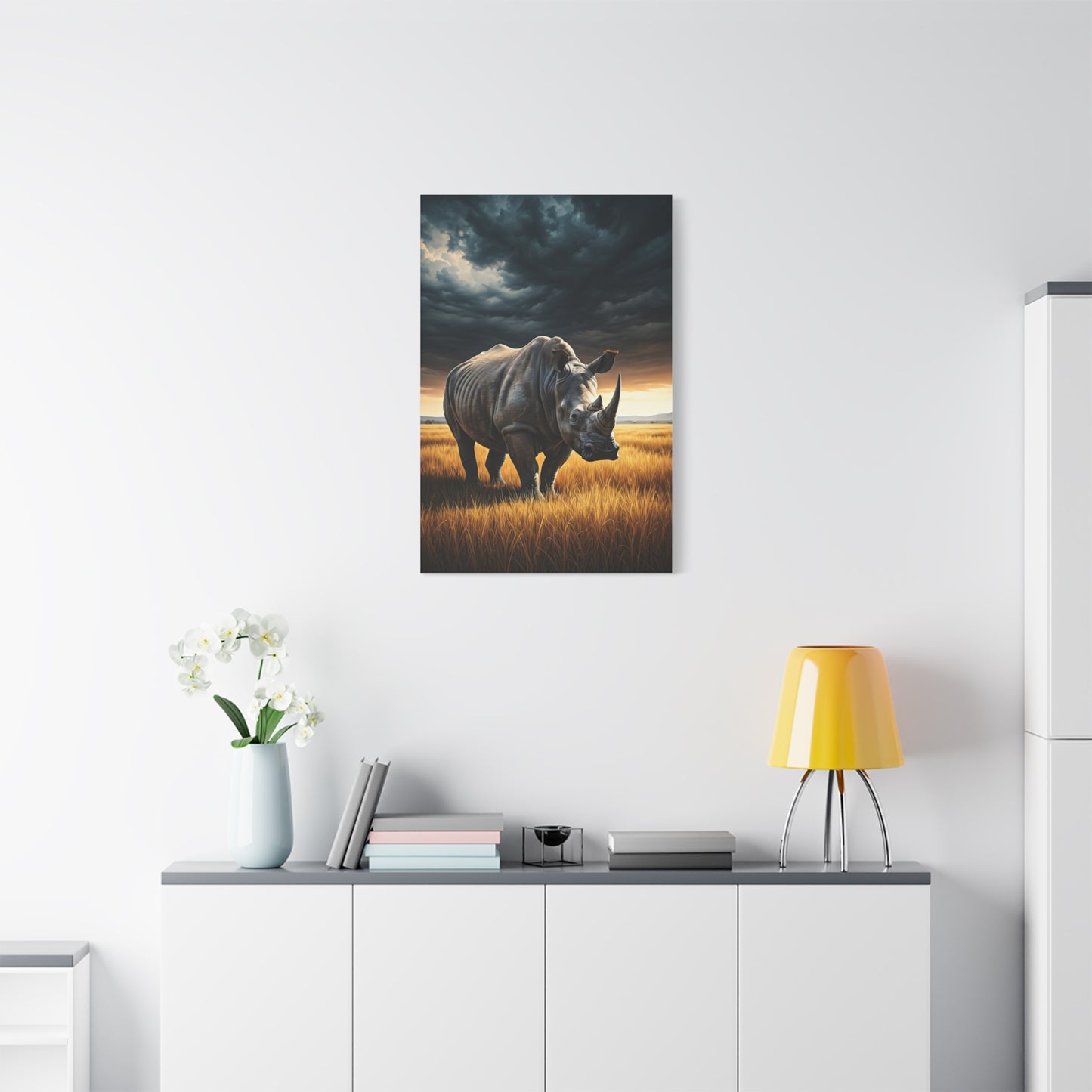 Rhino Guardian Under Stormy Skies Wall Art & Canvas Prints