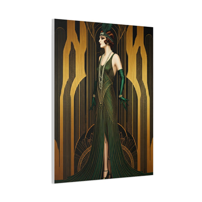 Emerald Deco Flapper Elegance Wall Art & Canvas Prints