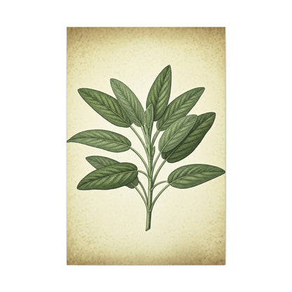 Sage Leaf Medicinal Illustration Wall Art & Canvas Prints