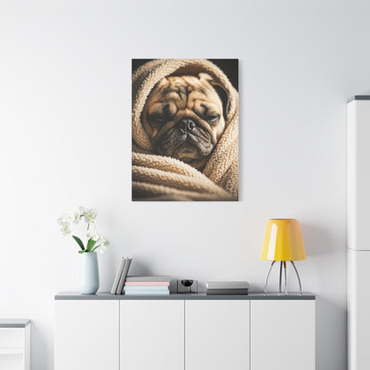 Wrapped in Warmth Pug Wall Art & Canvas Print