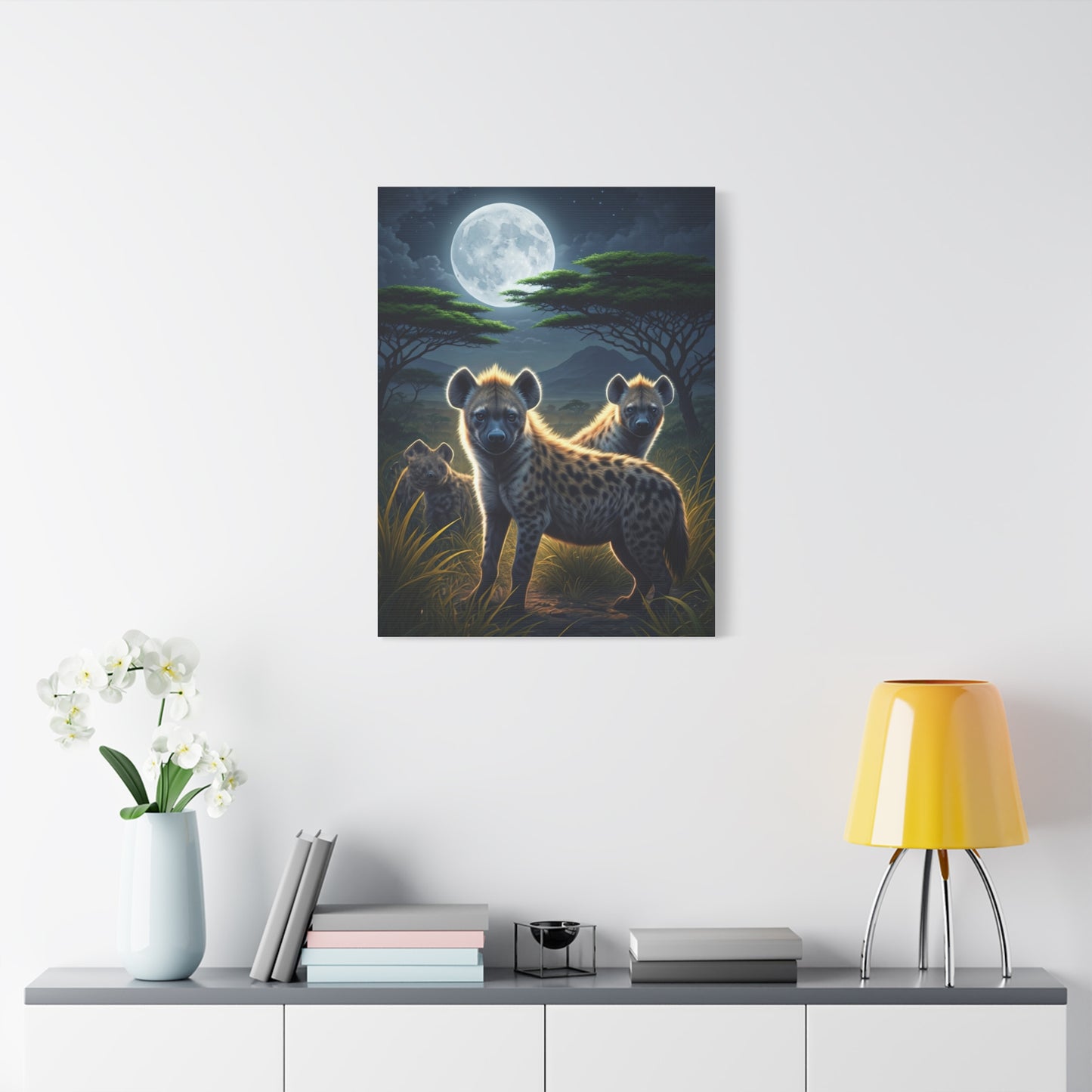 Moonlit Hyena Guardians Wall Art & Canvas Prints