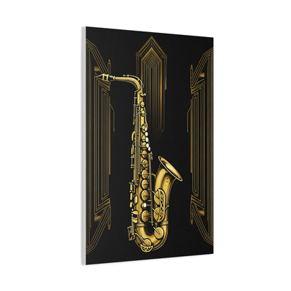 Golden Jazz Saxophone Art Deco Wall Art & Canvas Prints