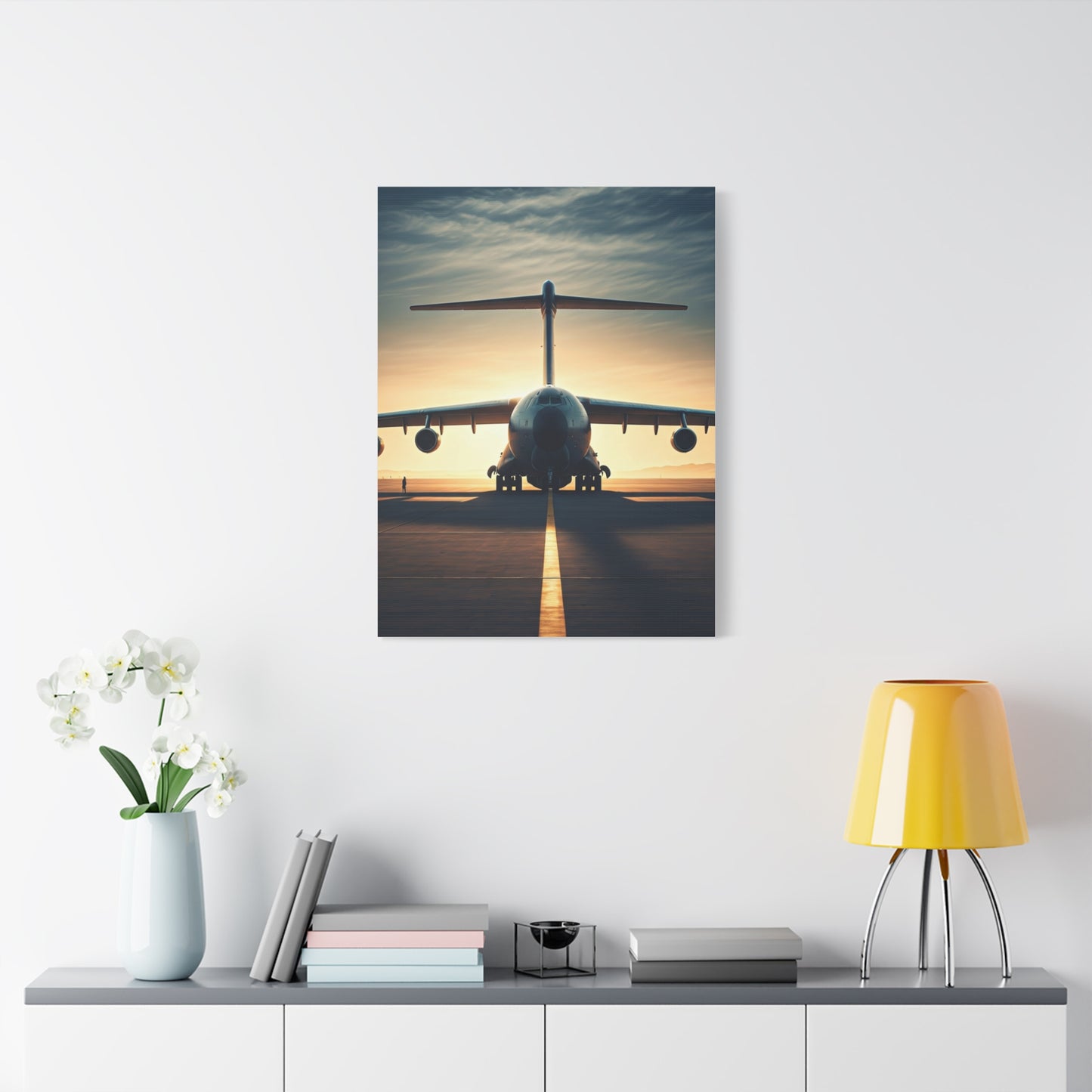 Golden Runway Departure Jet Wall Art & Canvas Prints