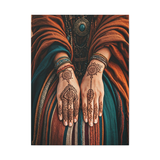 Henna Adorned Hands Bohemian Ritual Wall Art & Canvas Prints