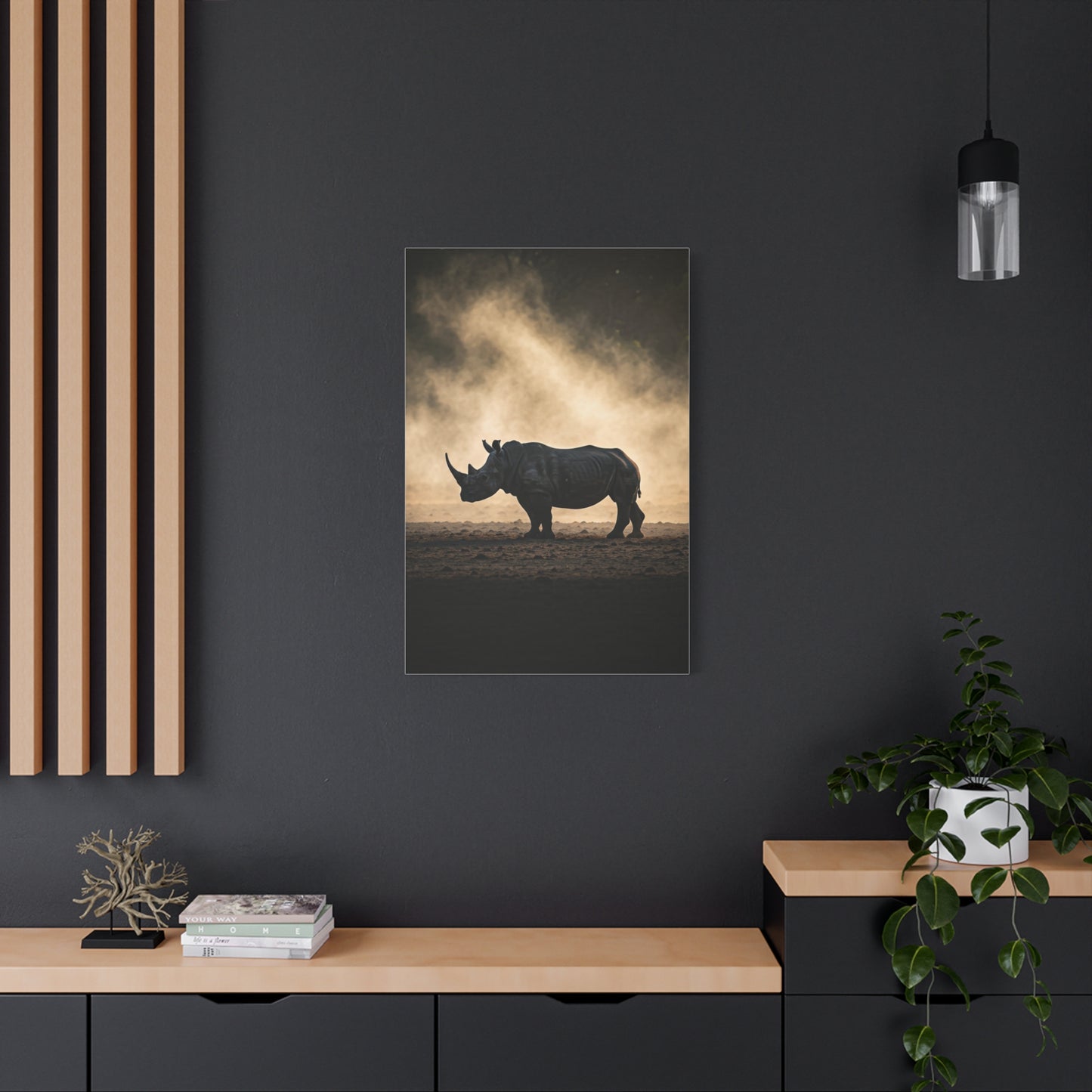 Rhino in Golden Dust Wilderness Wall Art & Canvas Prints