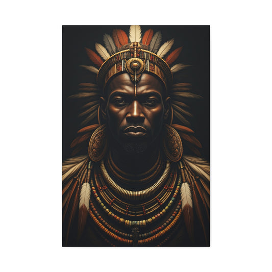 Crowned Tribal King Portrait Wall Art & Canvas Prints