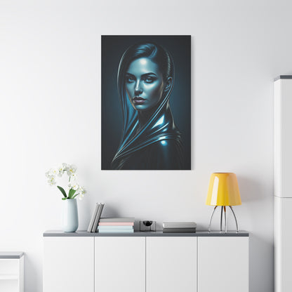 Modern Blue Portrait with Metallic Accents Wall Art & Canvas Prints