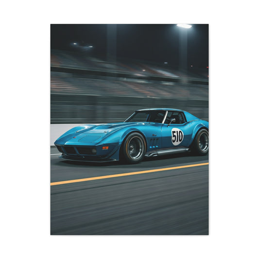 1970 Chevrolet Corvette C3 Pit Lane Under Lights Wall Art & Canvas Prints