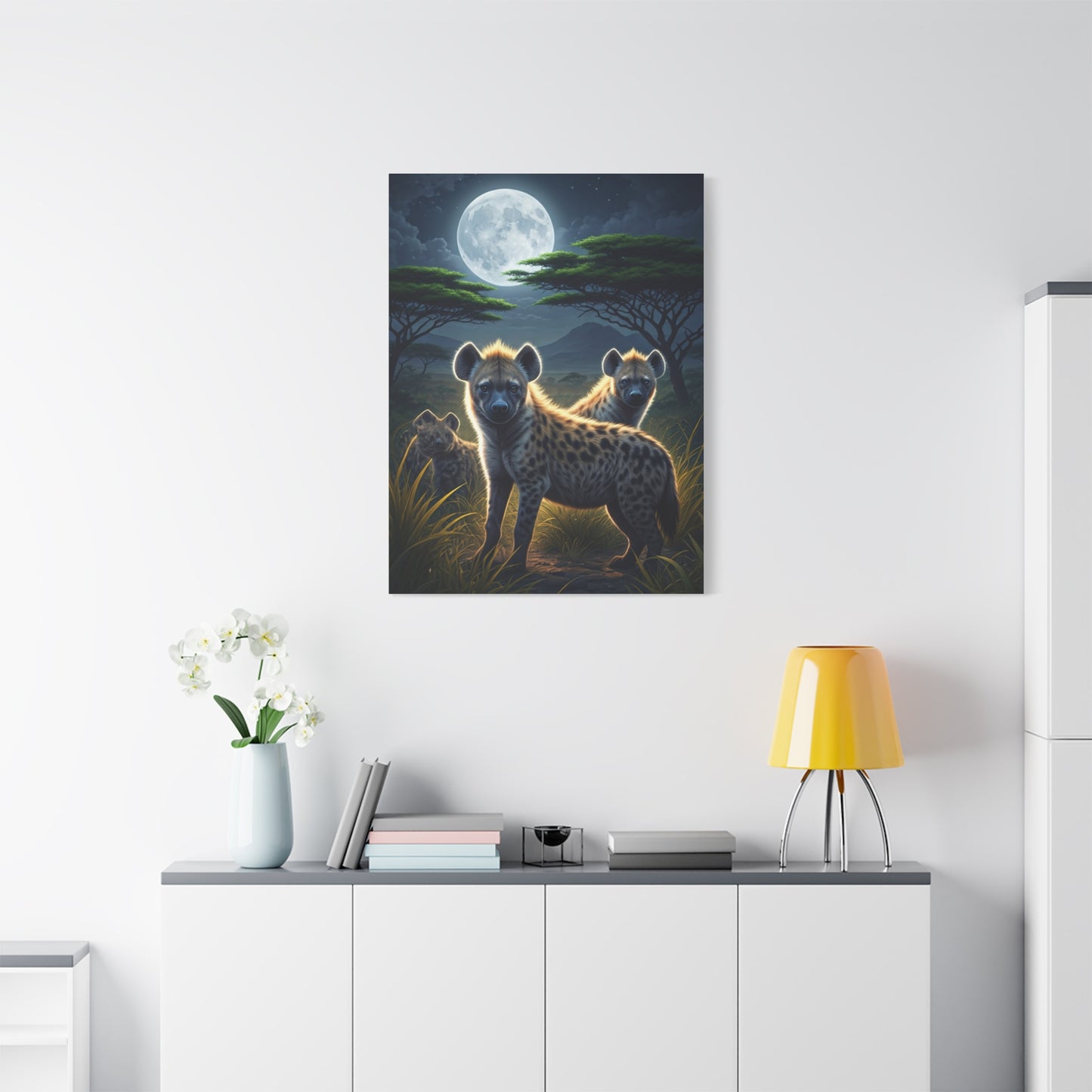 Moonlit Hyena Guardians Wall Art & Canvas Prints