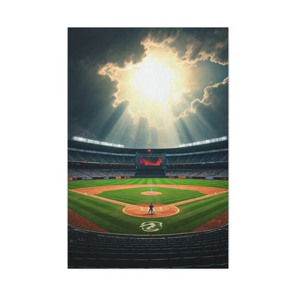 Golden Hour Baseball Field with Team Logo Wall Art & Canvas Prints