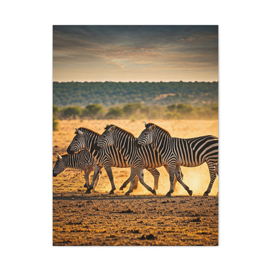 Zebra Duo Walking Across the Savannah Wall Art & Canvas Prints