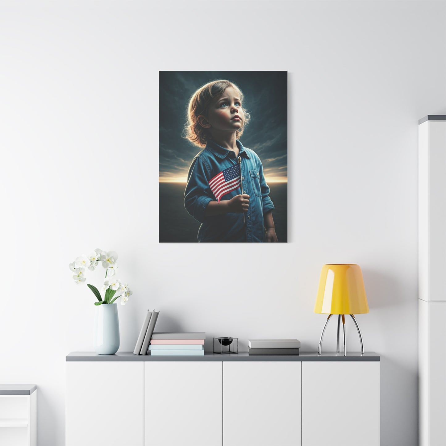 Child Holding Flag of Promise Wall Art & Canvas Prints
