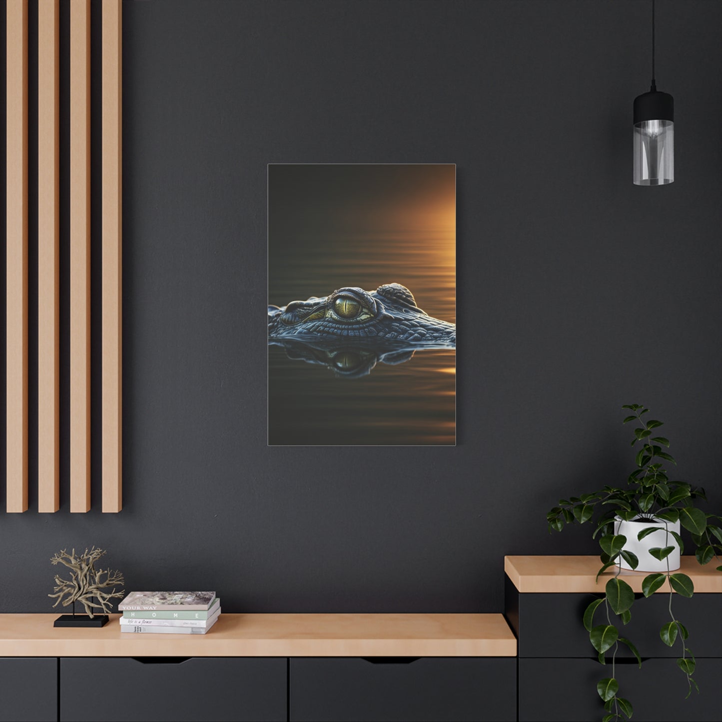 Crocodile Eye Emerging From Water Wall Art & Canvas Prints