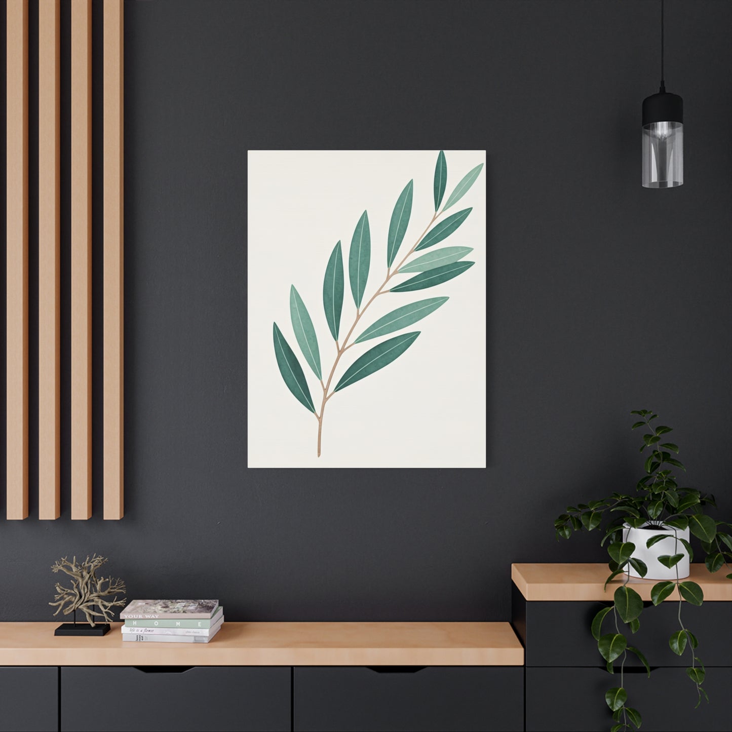 Elegant Olive Branch Illustration Wall Art & Canvas Prints