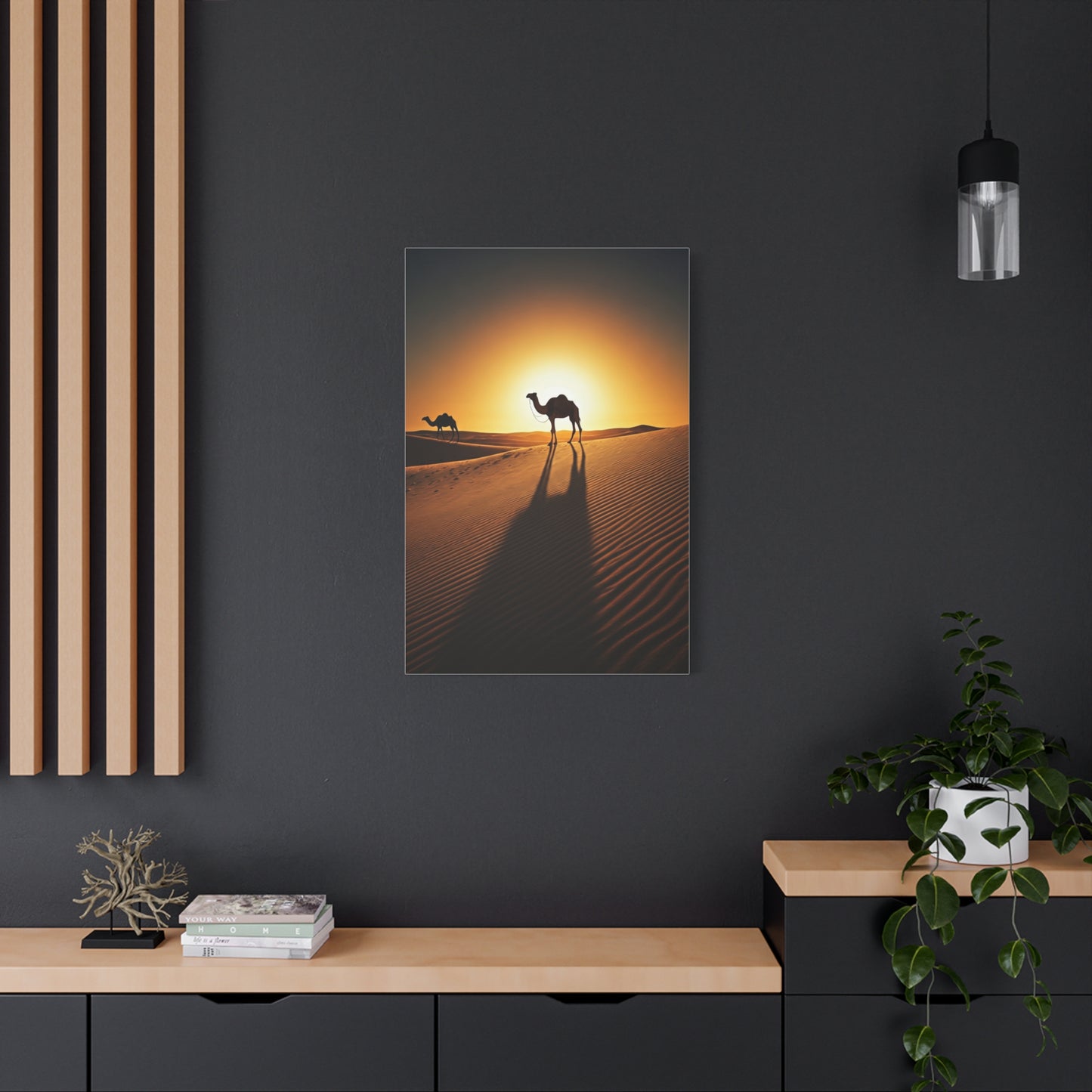 Lone Camel in Desert Sunset Wall Art & Canvas Prints