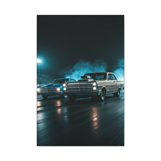 1967 Dodge Coronet Super Stock vs Chevrolet Biscayne 409 Drag Duel Wall Art & Canvas Prints
