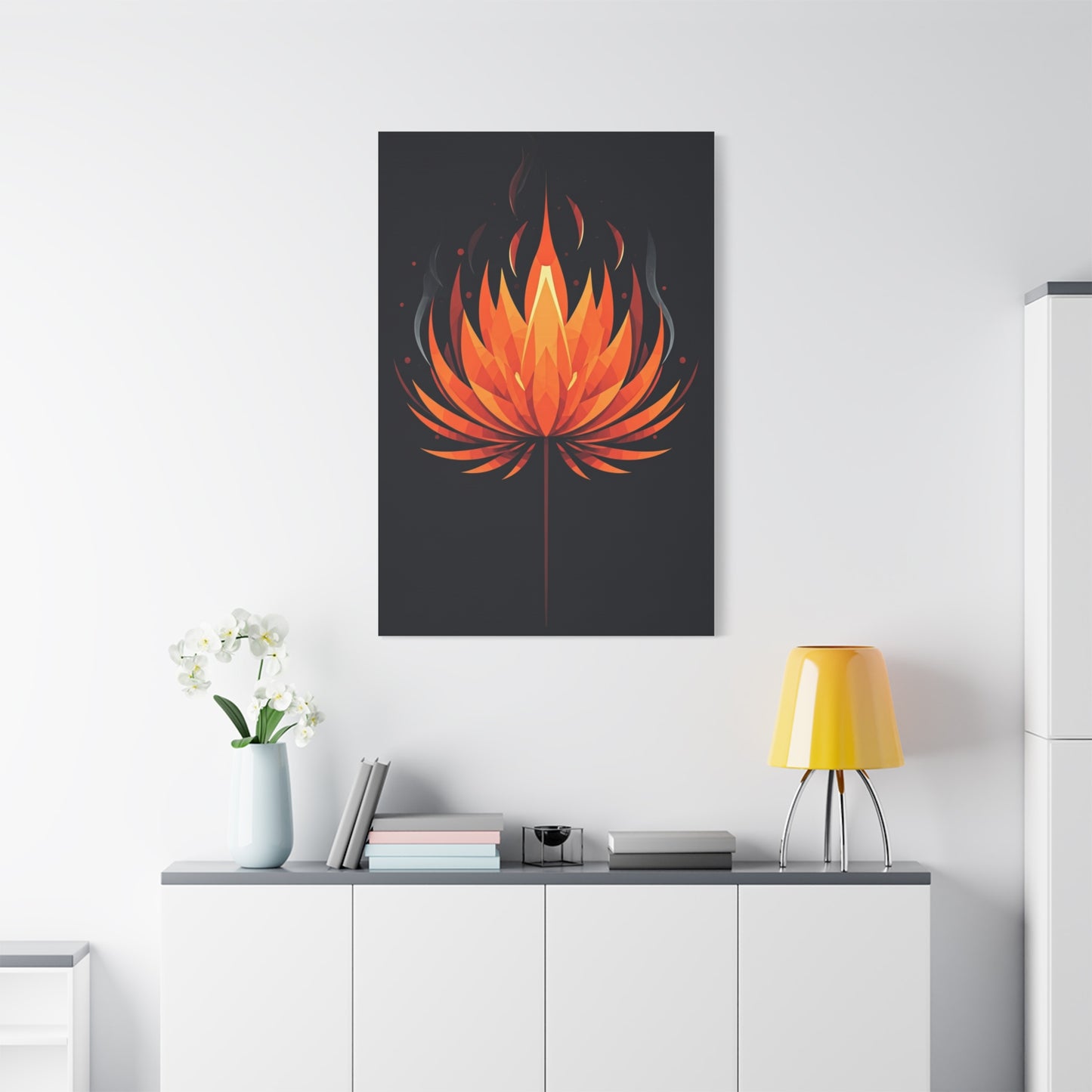 Ember Bloom Flame Lotus Wall Art & Canvas Prints