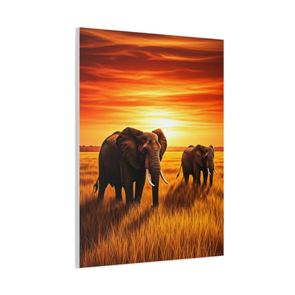 Elephant Herd at Sunset Plains Wall Art & Canvas Prints