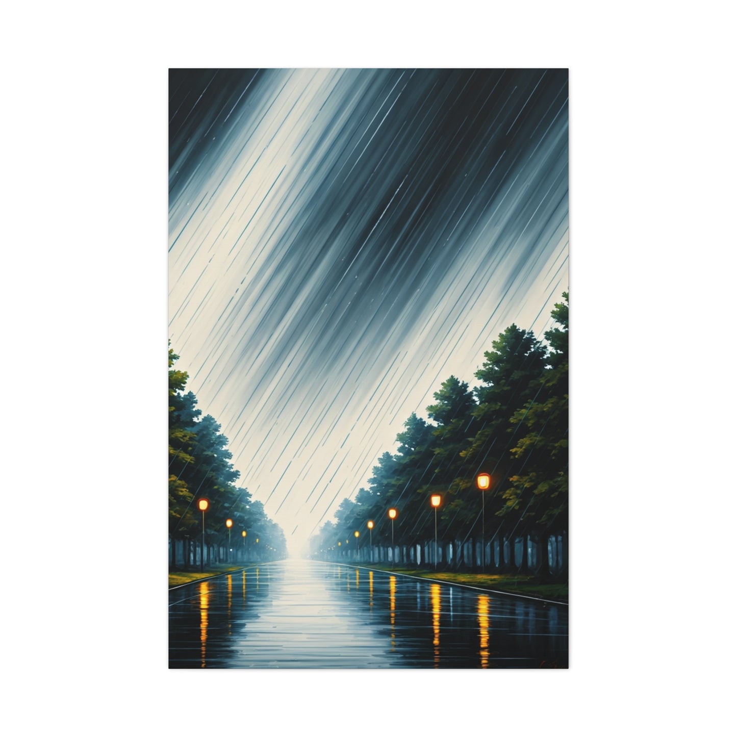 Night Avenue Light Flow Wall Art & Canvas Prints