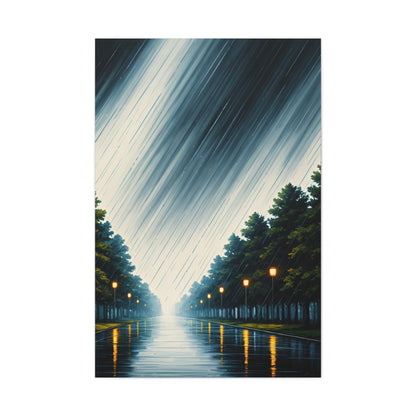 Night Avenue Light Flow Wall Art & Canvas Prints