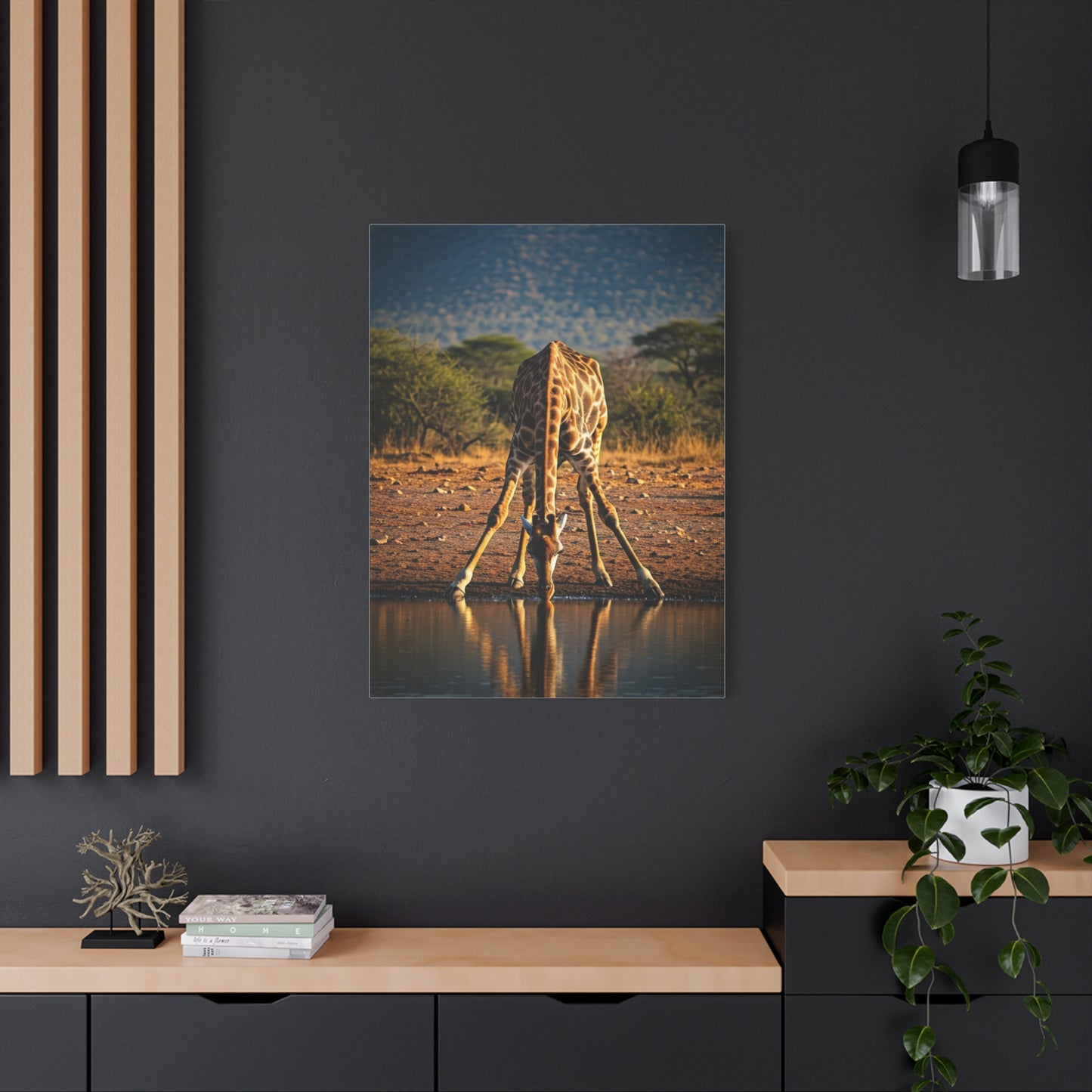 Giraffe Reflection Safari Serenity Wall Art & Canvas Prints