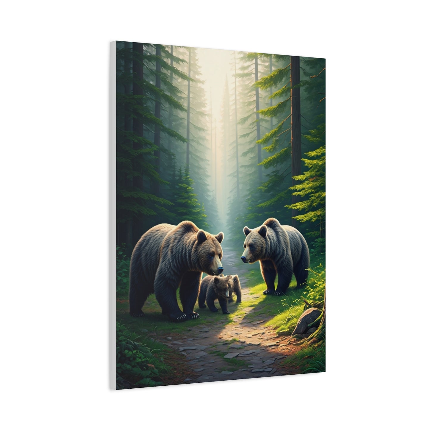 Bear Family Forest Path Scene Wall Art & Canvas Prints
