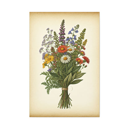 Wildflower Bouquet Illustration Wall Art & Canvas Prints