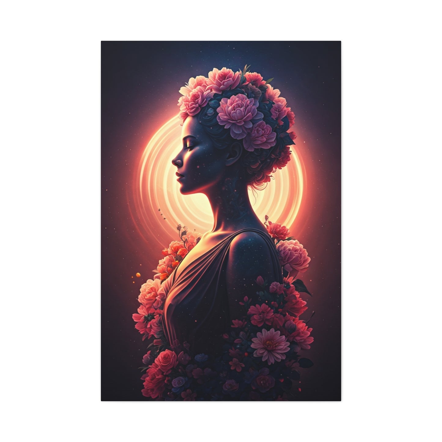 Floral Aura Woman Portrait Wall Art & Canvas Prints