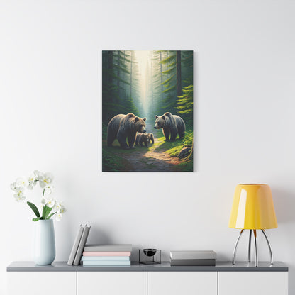 Bear Family Forest Path Scene Wall Art & Canvas Prints