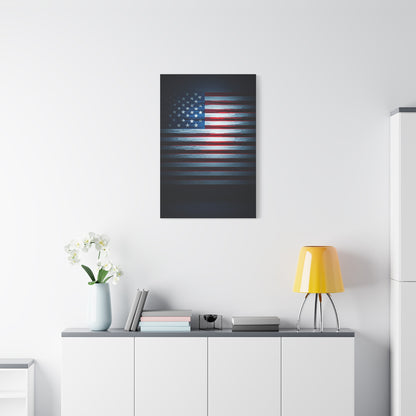 Minimalist Dark American Flag Glow Wall Art & Canvas Prints