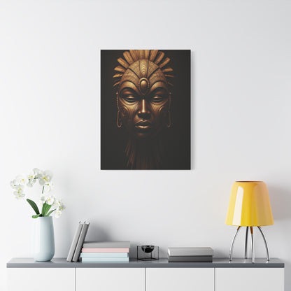 Golden Tribal Goddess Mask Wall Art & Canvas Prints