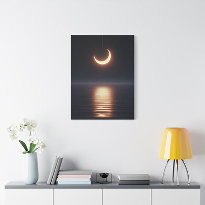 Crescent Moon Reflection Over Calm Water Wall Art & Canvas Prints