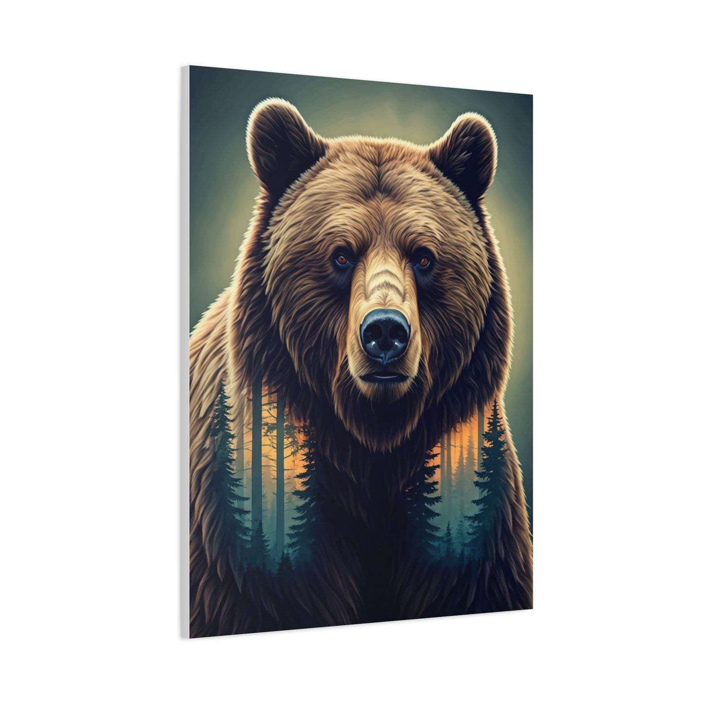 Double Exposure Forest Bear Wall Art & Canvas Prints