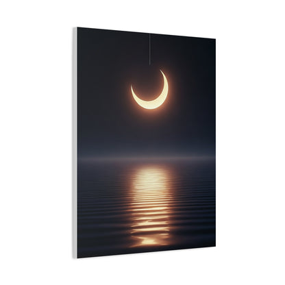 Crescent Moon Reflection Over Calm Water Wall Art & Canvas Prints