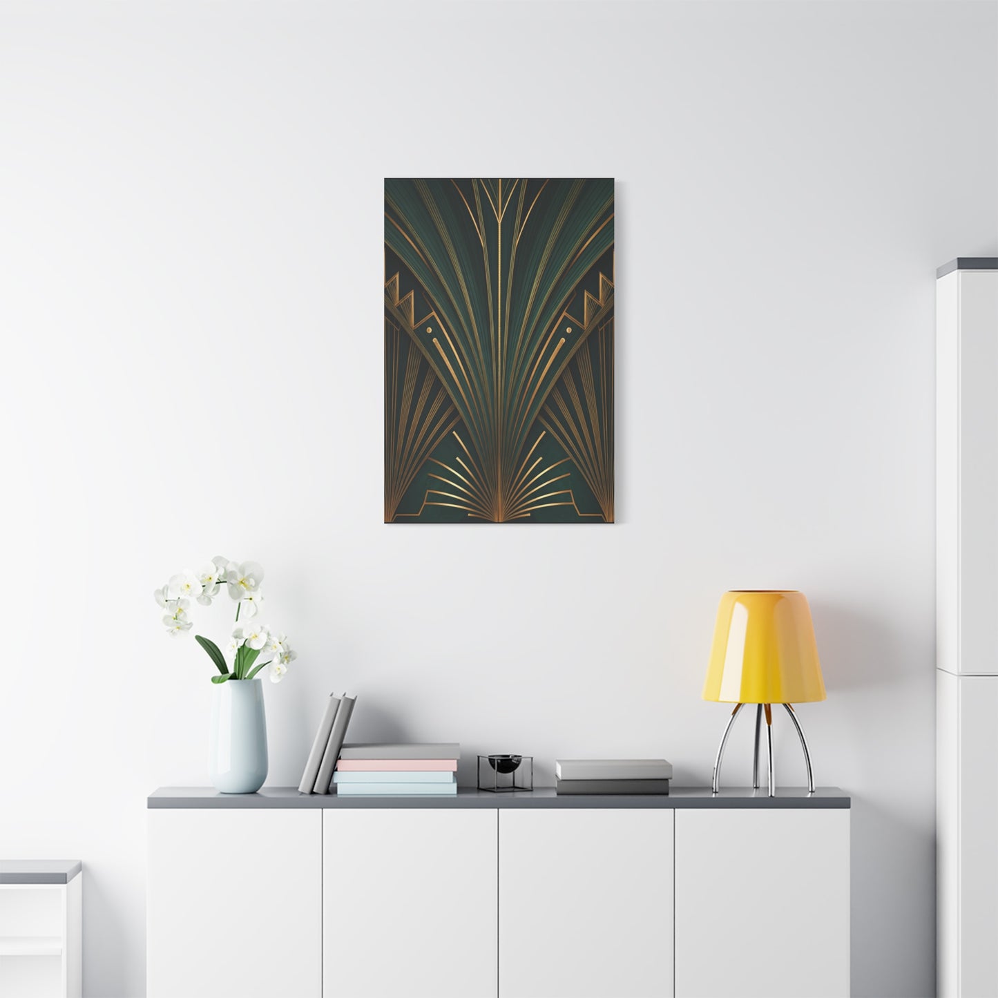 Emerald Radiance Fan Art Deco Wall Art & Canvas Prints