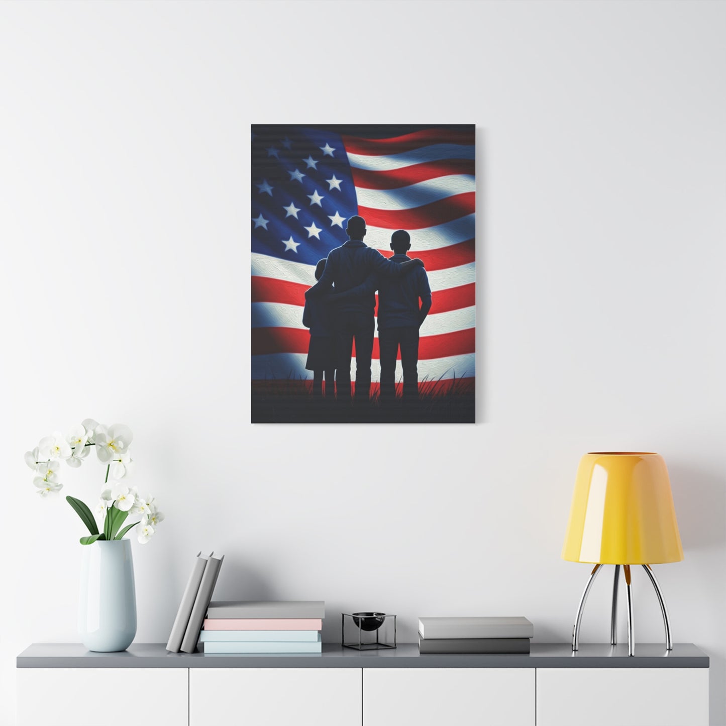 American Flag Over Golden Fields Wall Art & Canvas Prints